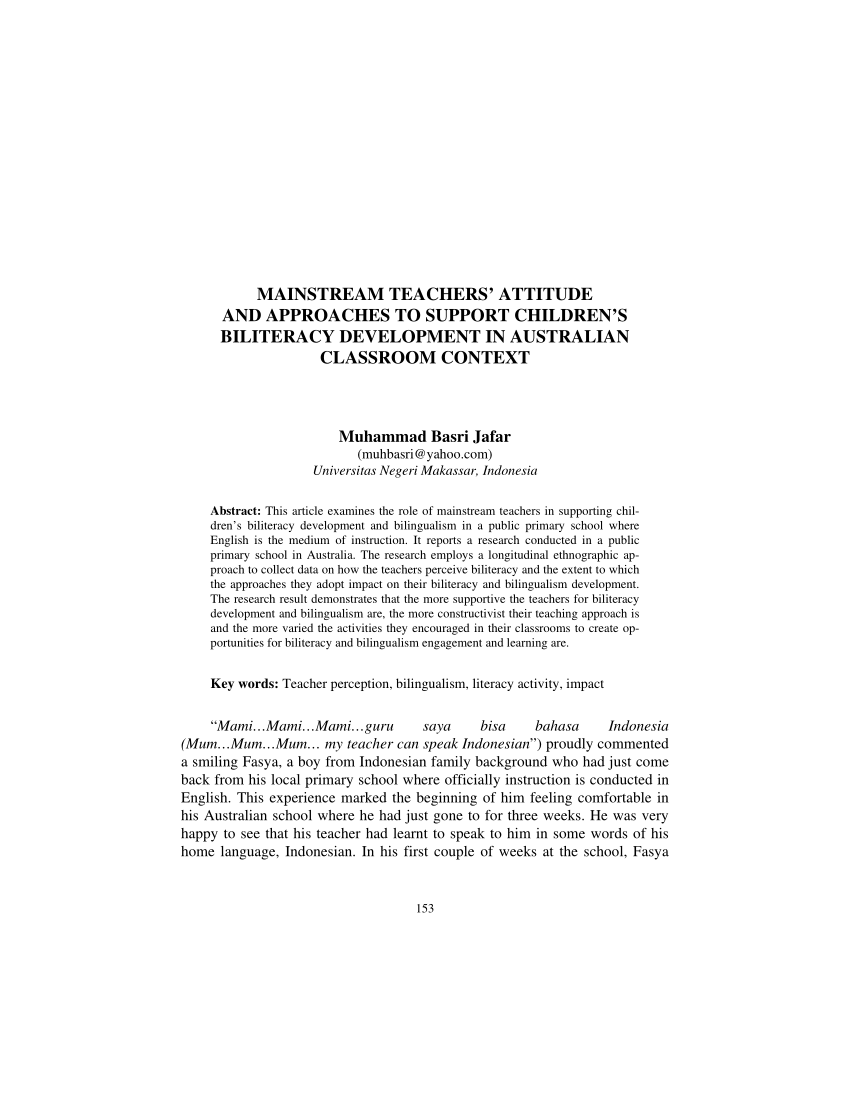 PDF) MAINSTREAM TEACHERS' ATTITUDE AND APPROACHES TO SUPPORT