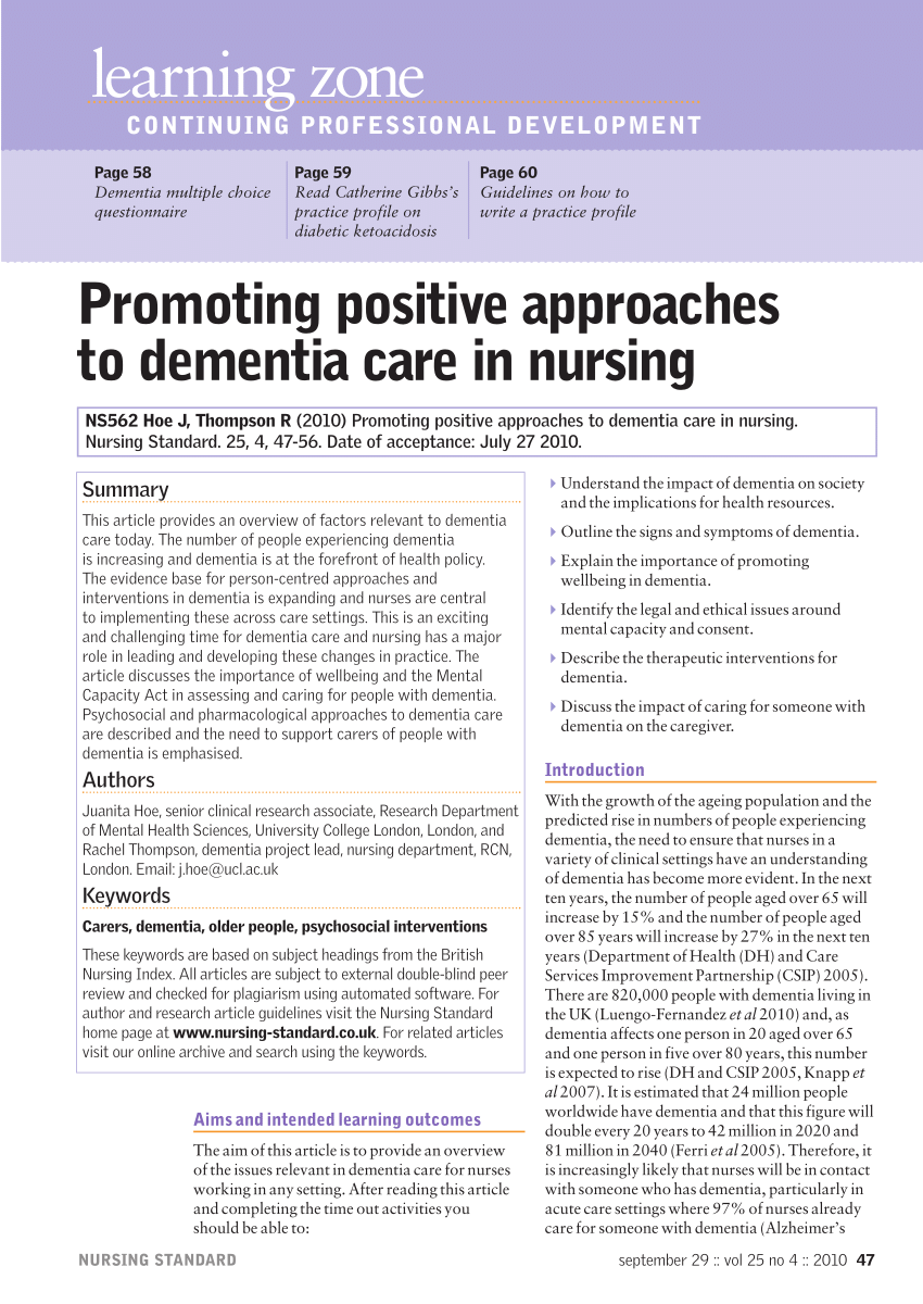 case study dementia nursing