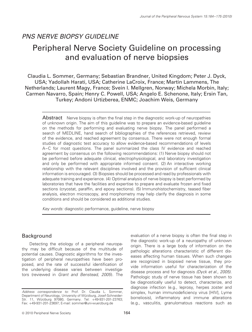 (PDF) Peripheral Nerve Society Guideline on processing and evaluation