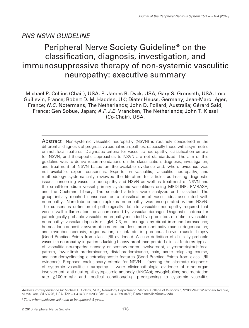 (PDF) Peripheral Nerve Society Guideline* on the classification