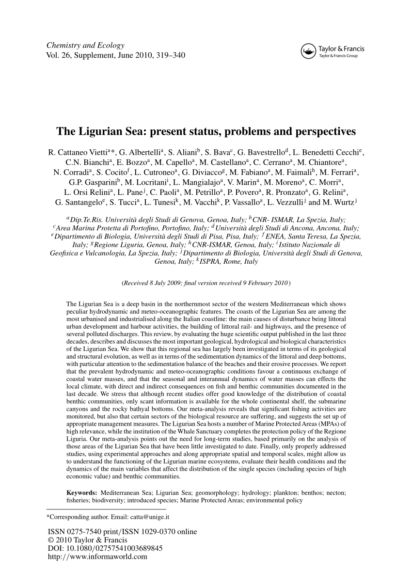 Pdf The Ligurian Sea Present Status Problems And Perspectives