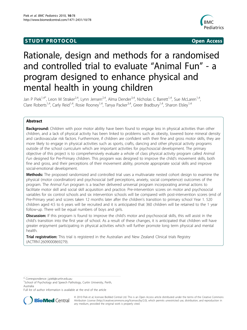 PDF) Rationale, design and methods for a randomised and controlled trial to  evaluate 