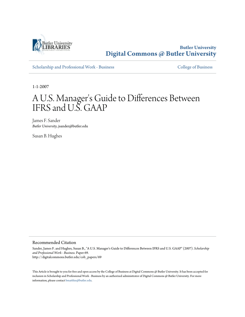 PDF) A U.S. Manager's Guide to Differences between IFRS and U.S. GAAP