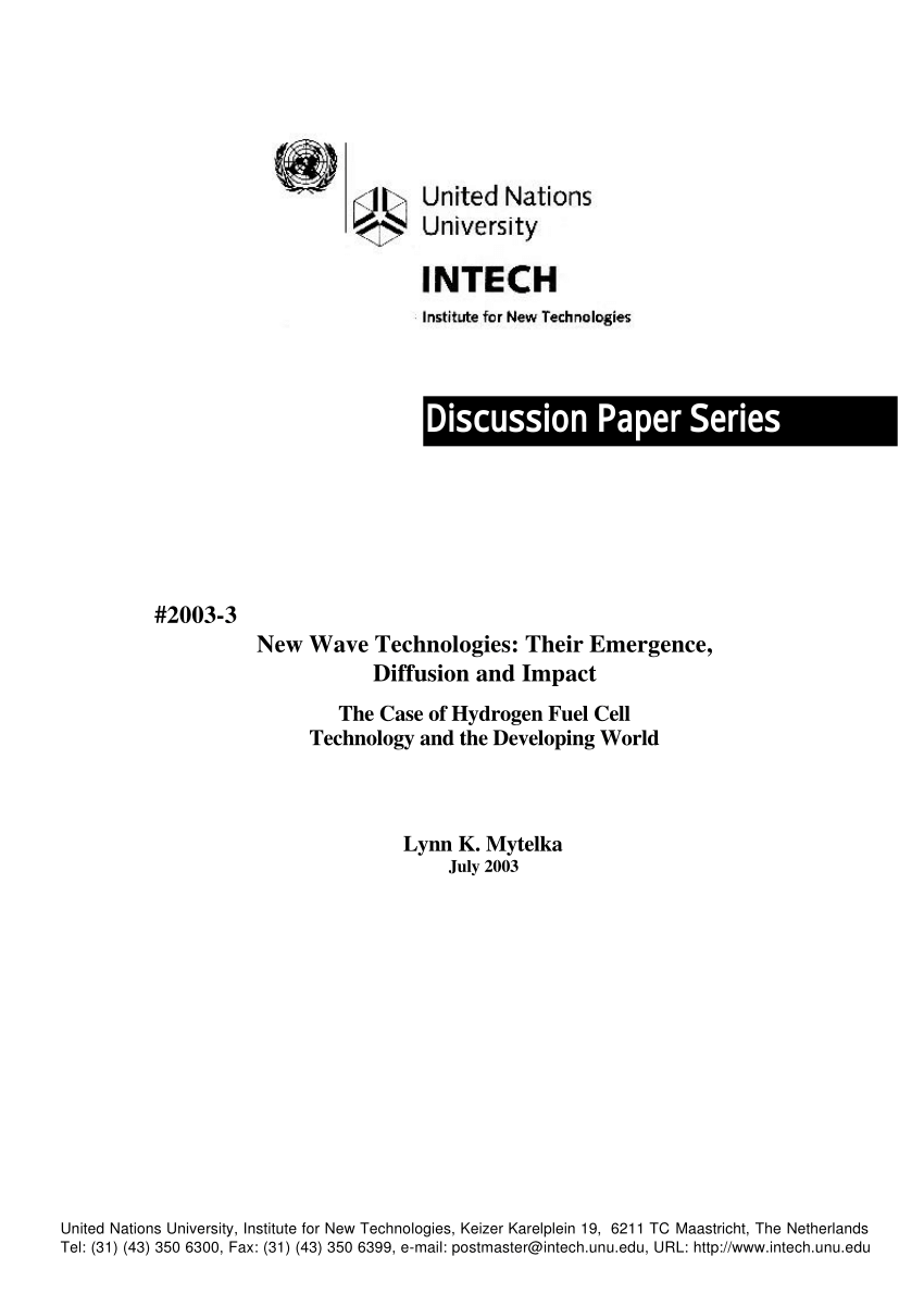 PDF) New Wave Technologies: Their Emergence, Diffusion and Impact ...