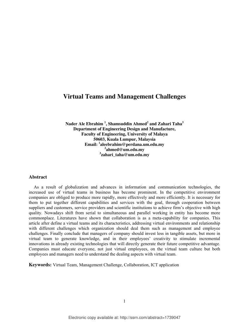 virtual team management research paper