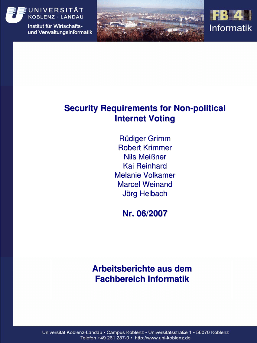 Pdf Security Requirements For Non Political Internet Voting