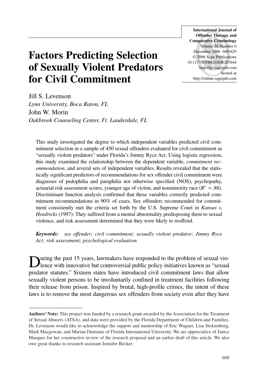 Pdf Factors Predicting Recommendations For Civil Commitment Of