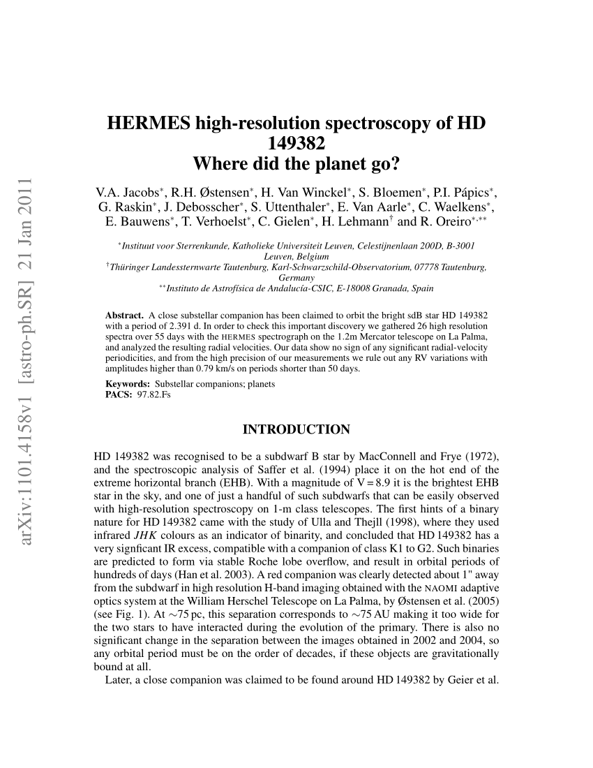 Pdf Hermes High Resolution Spectroscopy Of Hd 1493 Where Did The Planet Go