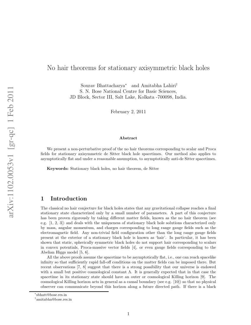 PDF) No hair theorems for stationary axisymmetric black holes