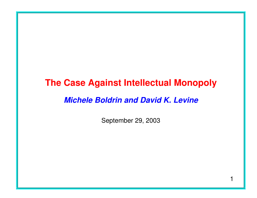 PDF The Case Against Intellectual Monopoly Chapter 1