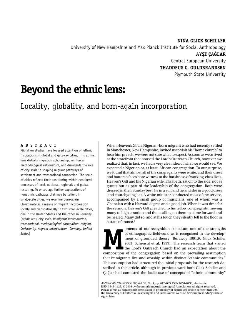 Pdf Beyond The Ethnic Lens Locality Globality And Born Again