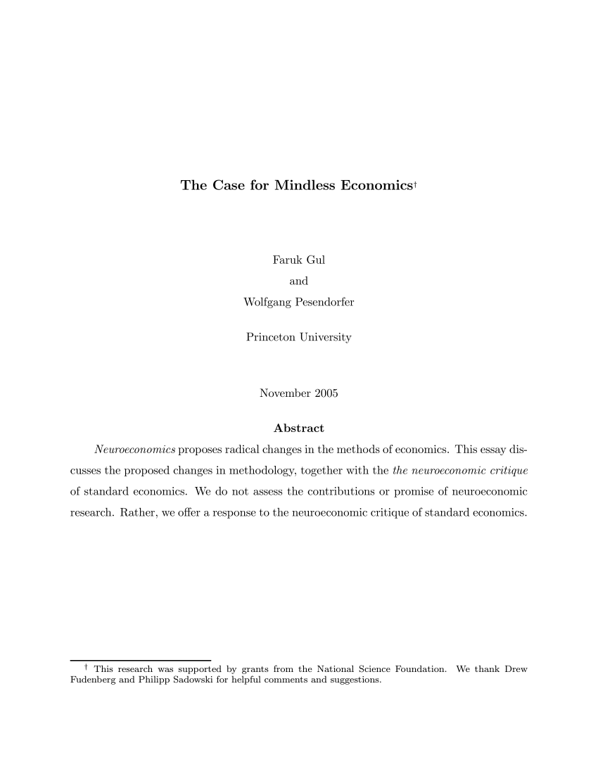 Pdf The Case For Mindless Economics