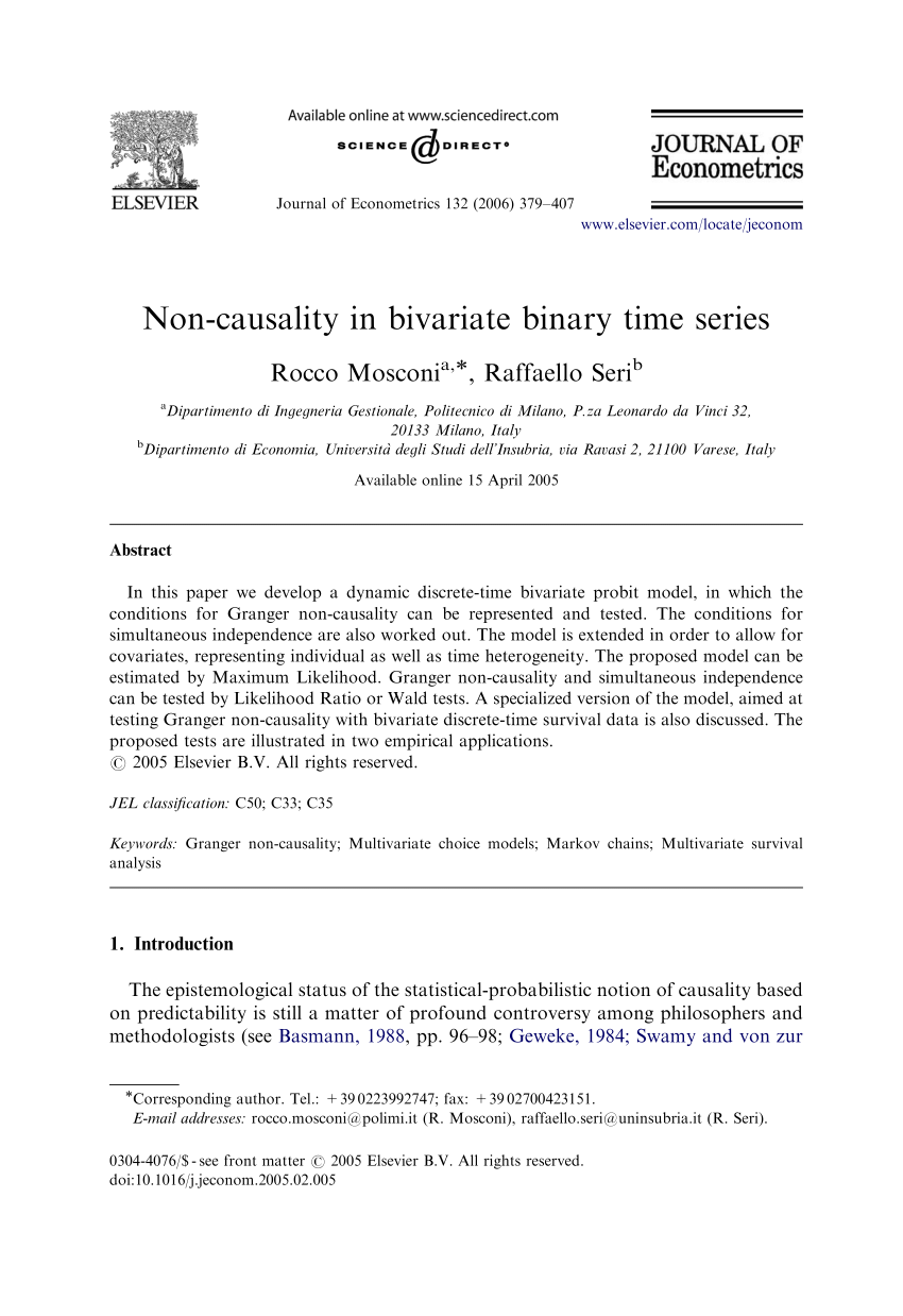 Vedhæftet fil filosof Forblive PDF) Non-causality in Bivariate Binary Panel Data