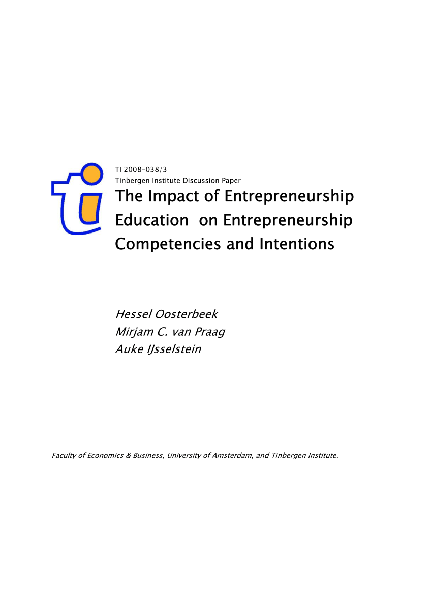 research topics in entrepreneurship education