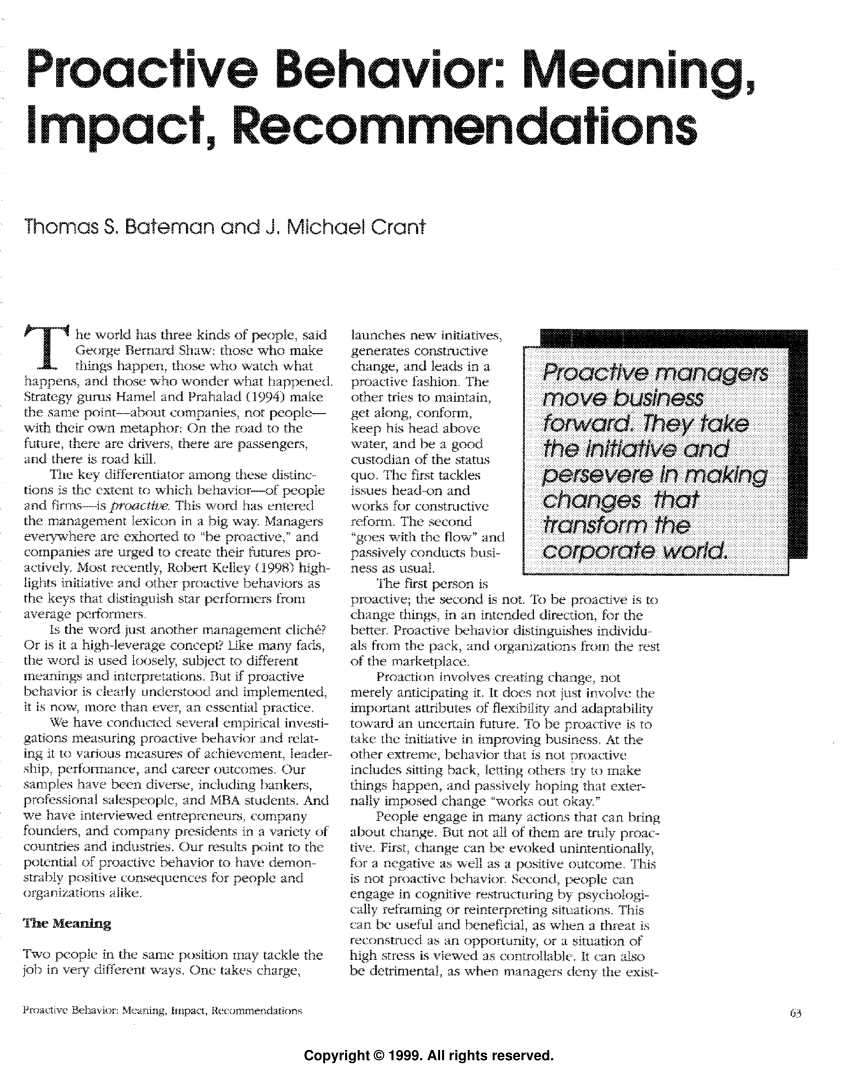 Pdf Proactive Behavior Meaning Impact Recommendations