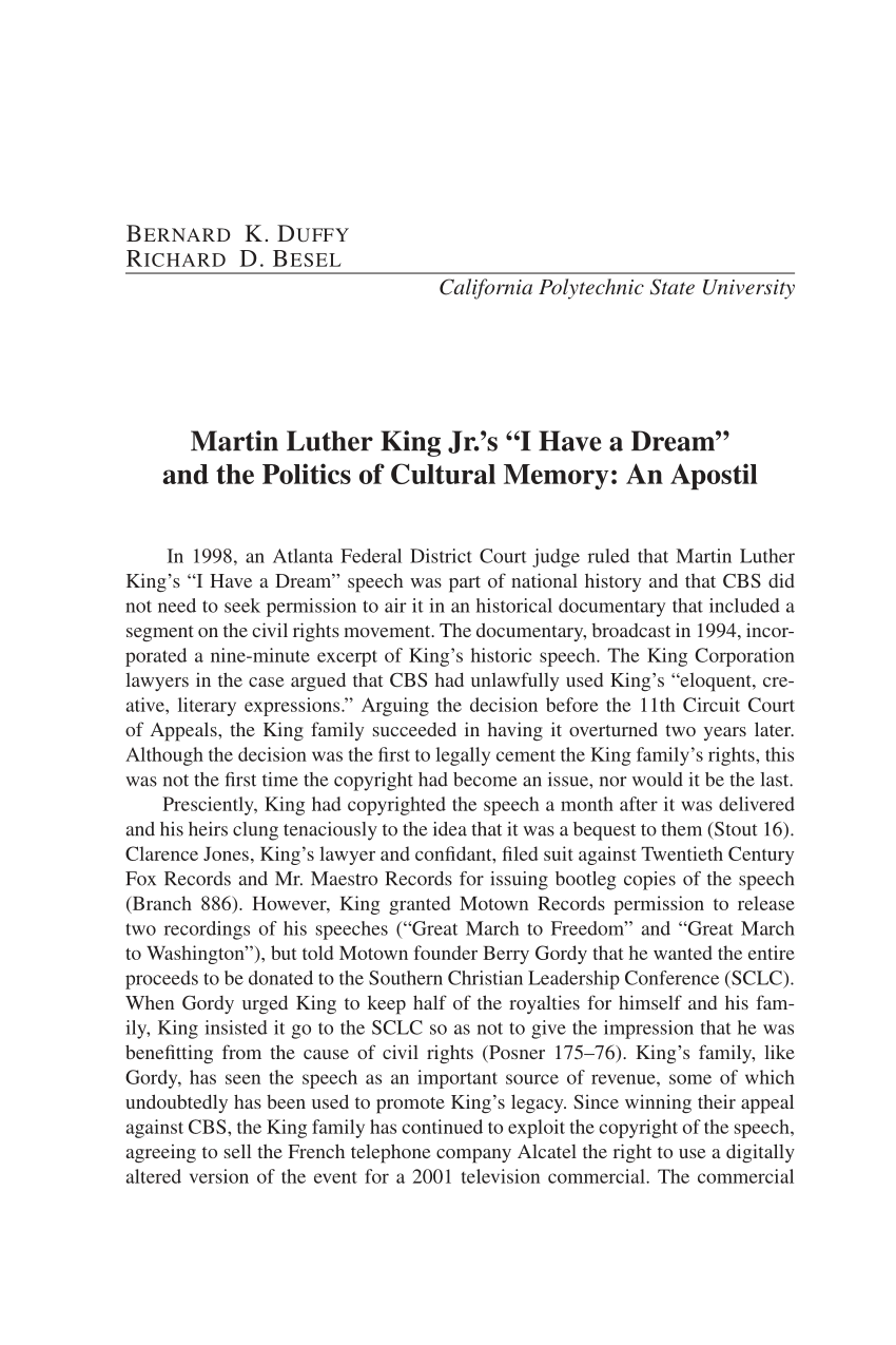 thesis for i have a dream speech