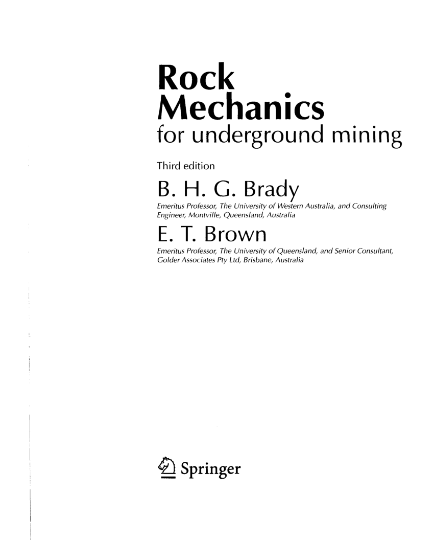 Pdf Rock Mechanics For Underground Mining - 