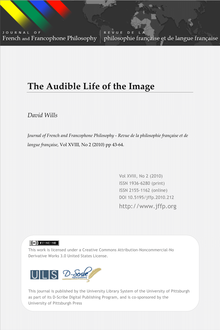 Pdf The Audible Life Of The Image