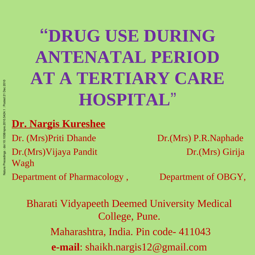 Pdf Drug Use During Antenatal Period At A Tertiary Care