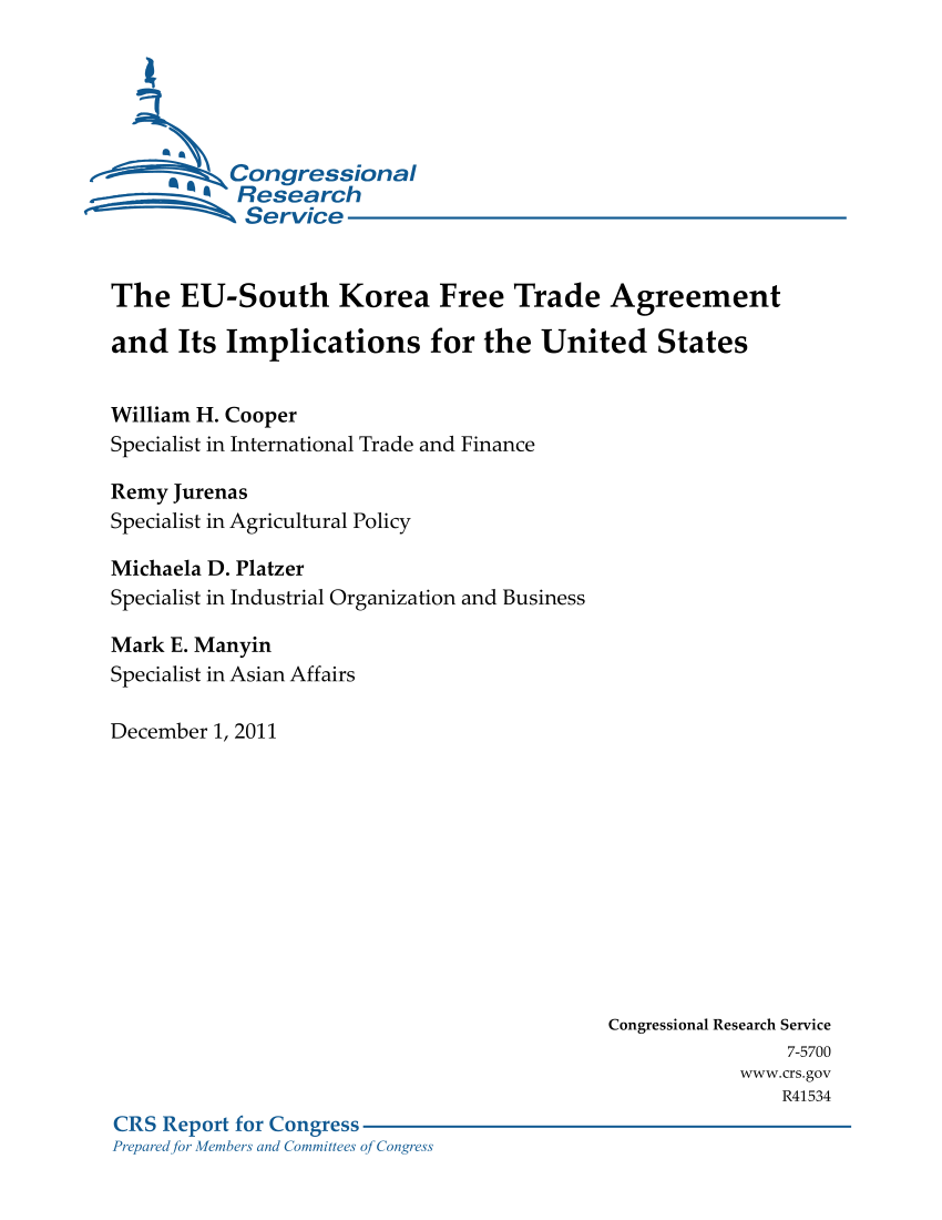 (PDF) The EU-South Korea Free Trade Agreement and Its Implications for