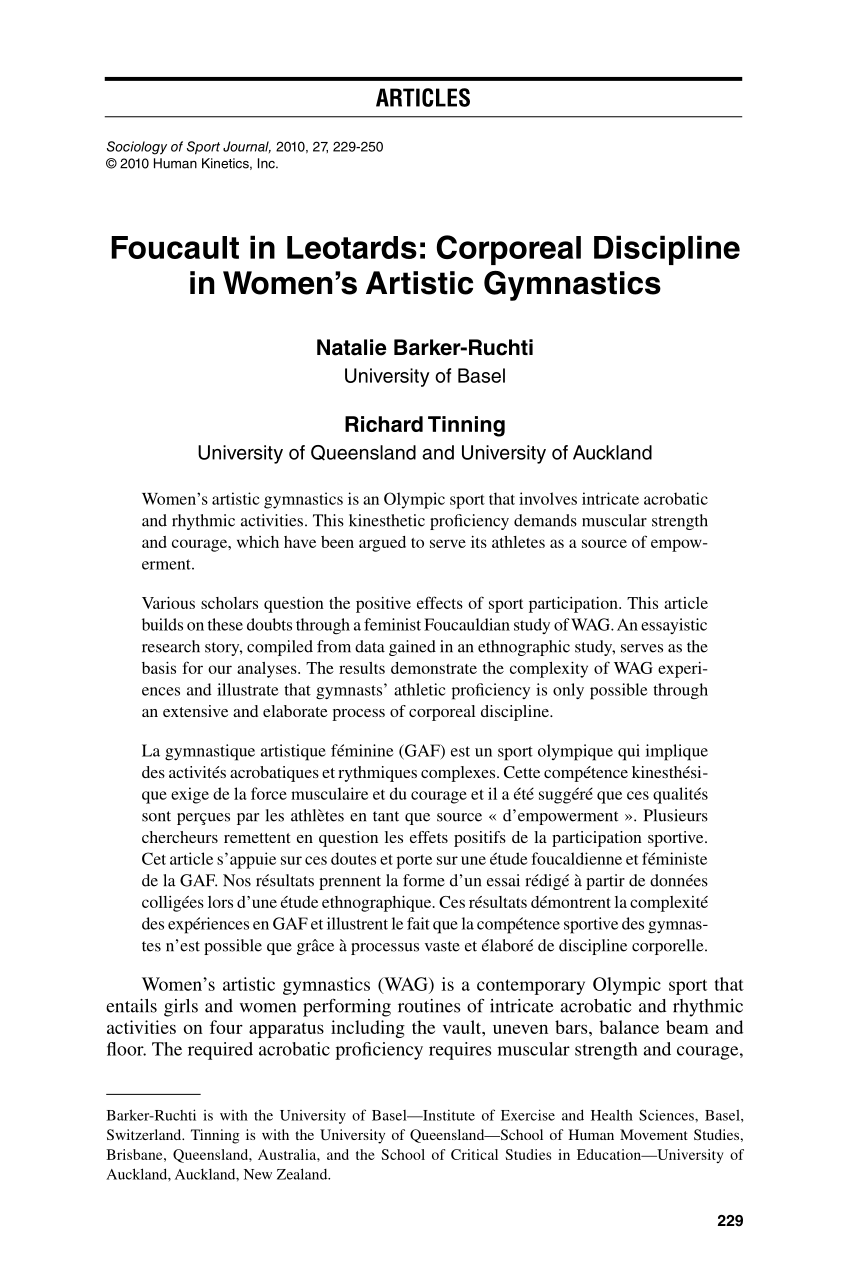 Pdf Foucault In Leotards Corporeal Discipline In Women S