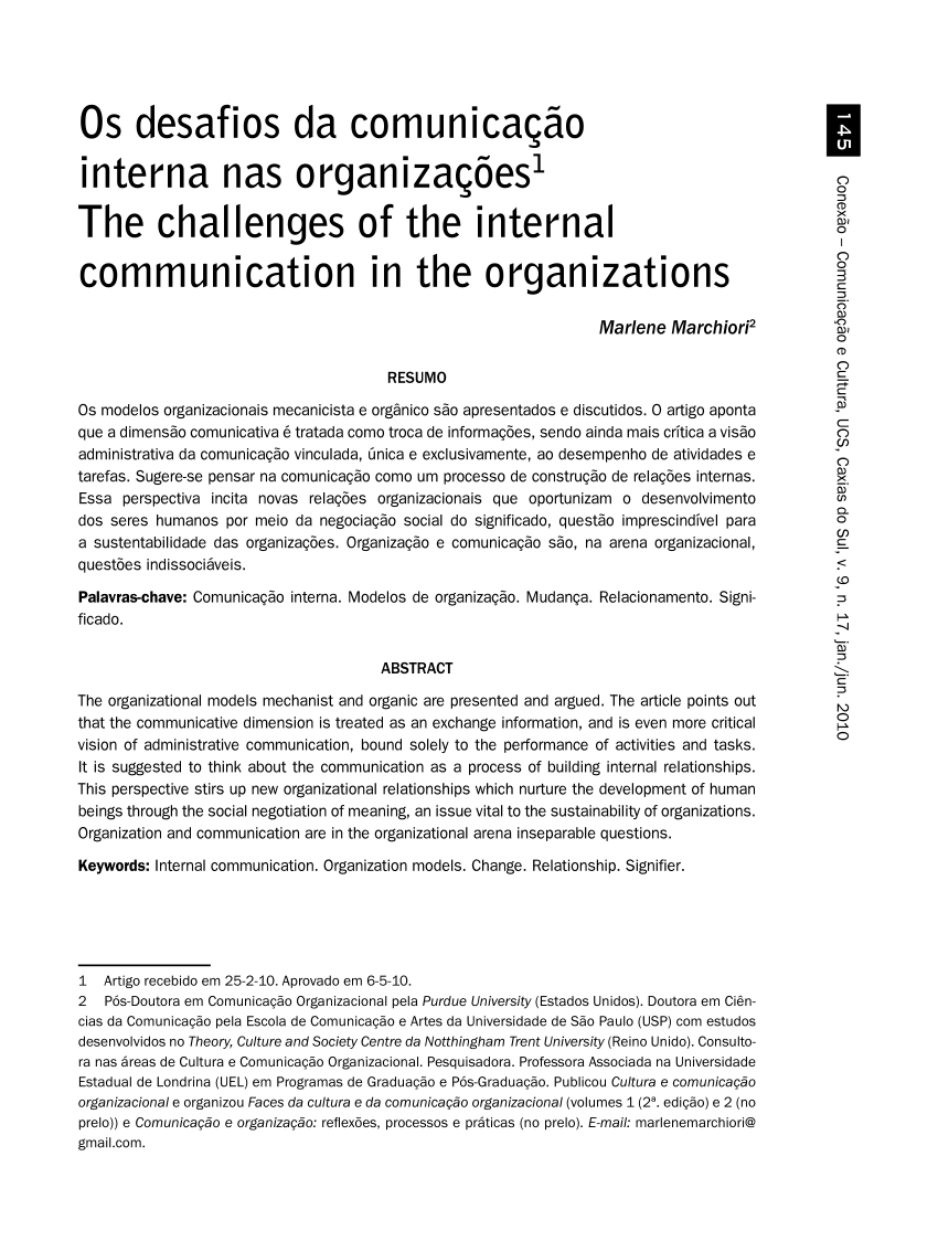 PDF) IDENTIDADE ORGANIZACIONAL E COMUNICAÇÃO INTERNA: O CASO DO CENTRO-X