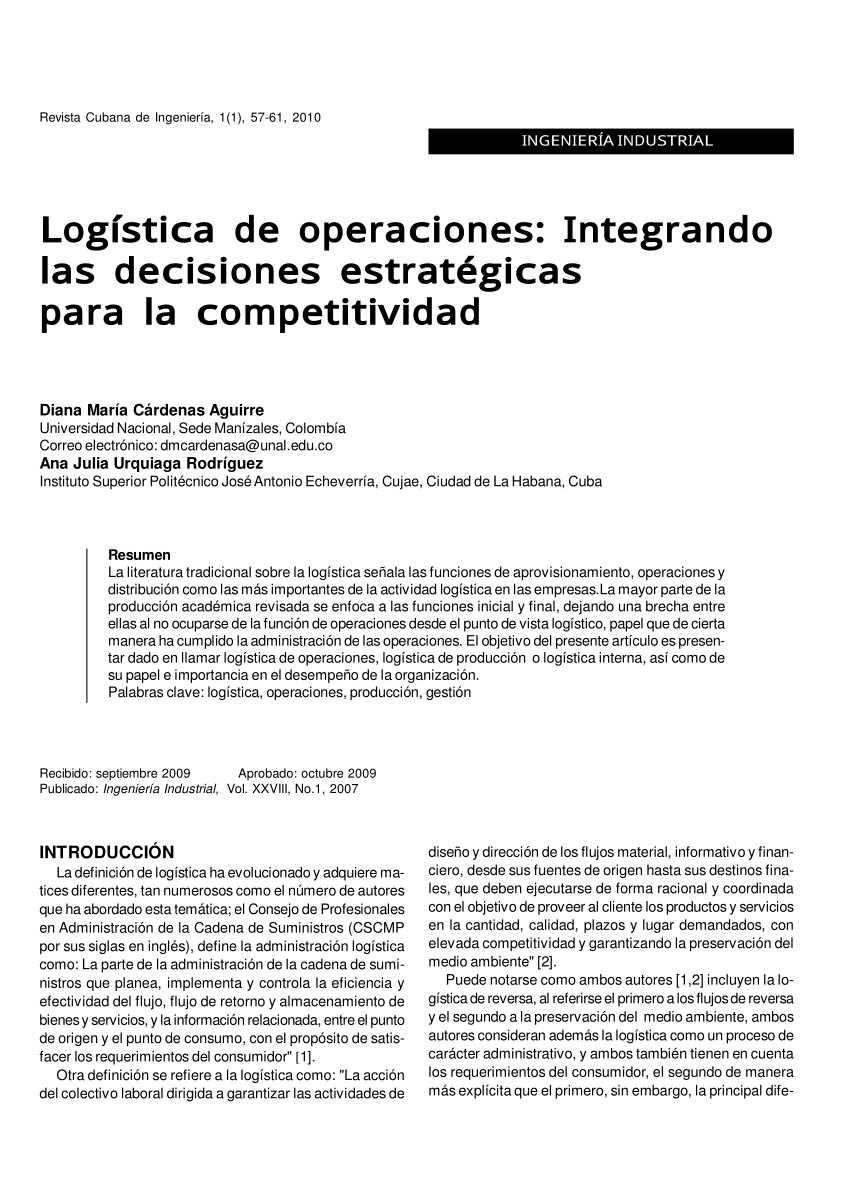 Pdf Logistica De Operaciones Integrando Las Decisiones