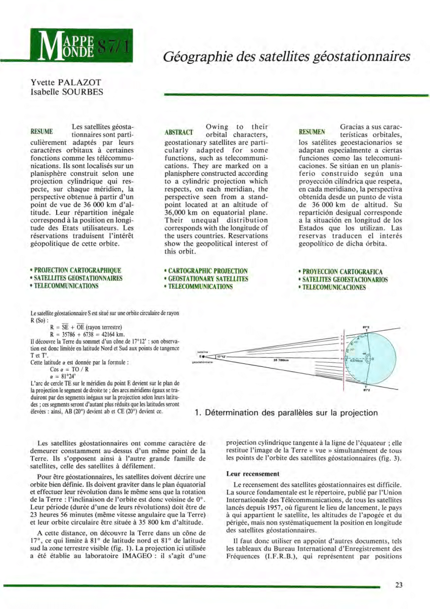 Pdf Géographie Des Satellites Géostationnaires 