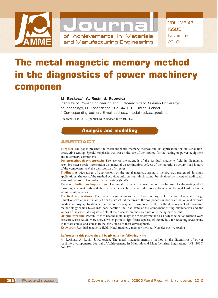 operatør Spiller skak jeg læser en bog PDF) The metal magnetic memory method in the diagnostics of power machinery  components