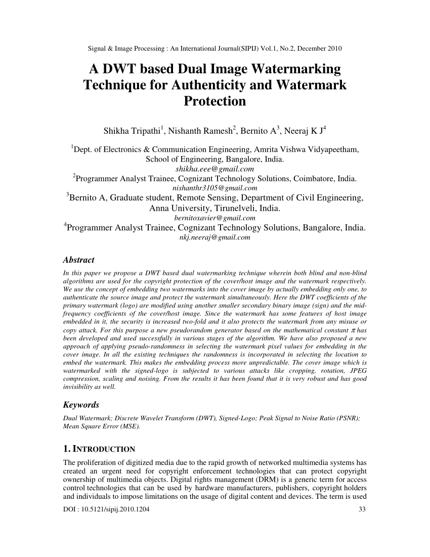 research papers on watermarking