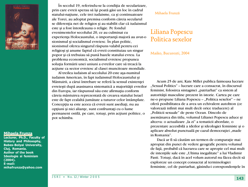 reflect tunnel chess PDF) Liliana Popescu, Politica sexelor/ Politics of sexes