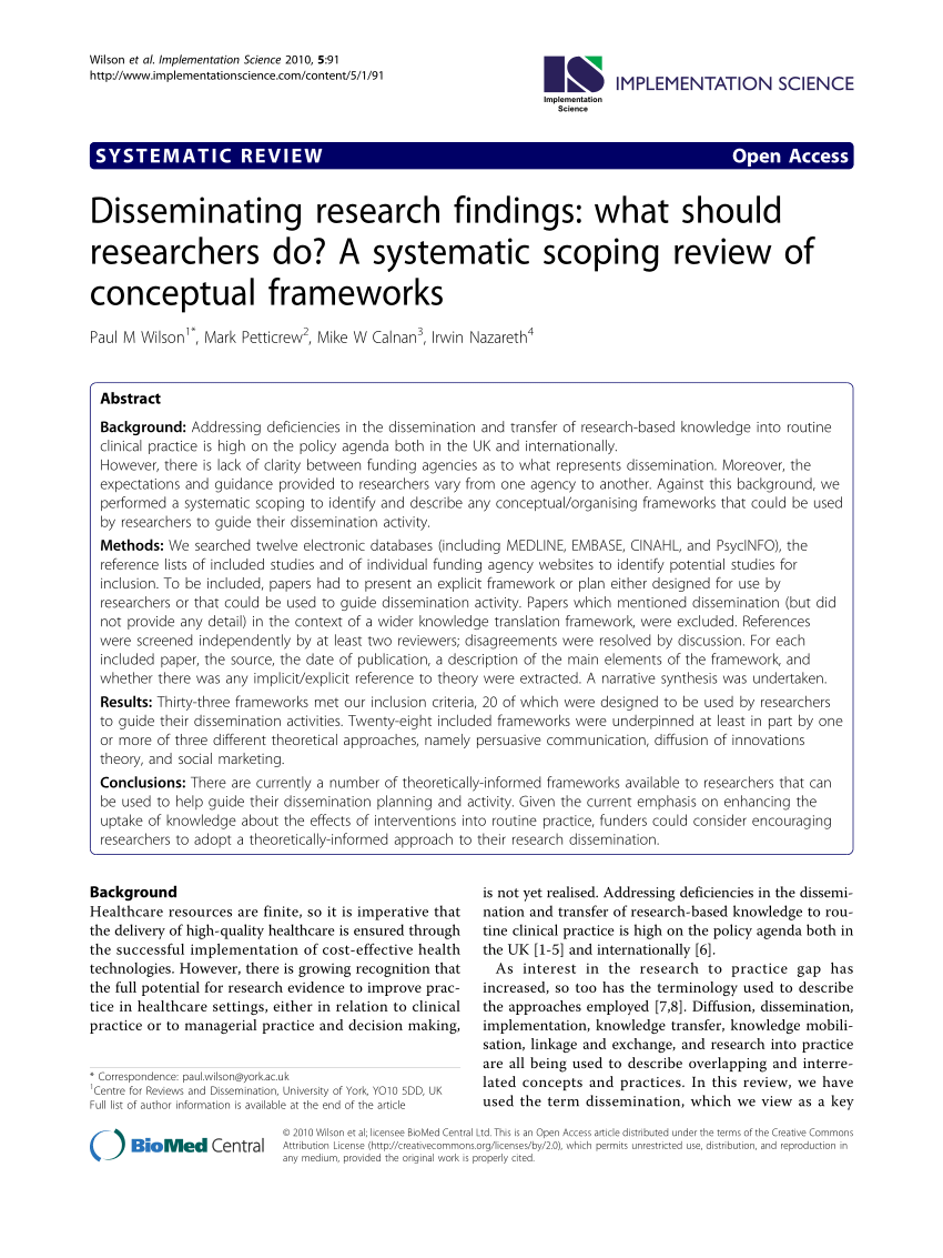 how are research findings disseminated