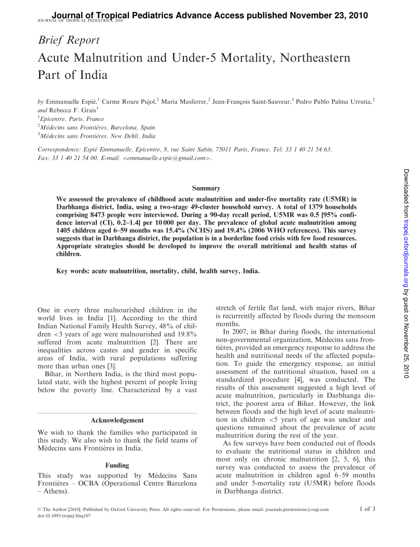 malnutrition in india research paper