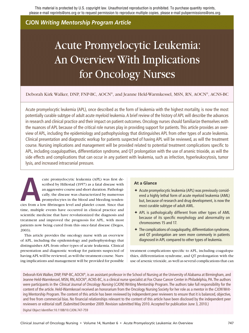 research paper on acute promyelocytic leukemia