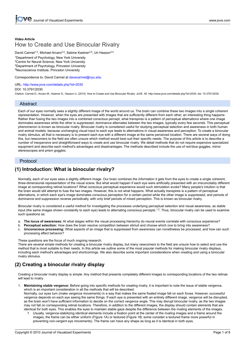 (PDF) How to Create and Use Binocular Rivalry