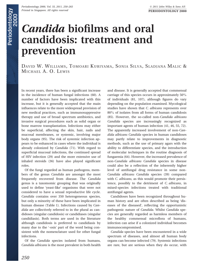 PDF) Candida biofilms and oral candidosis: Treatment and prevention