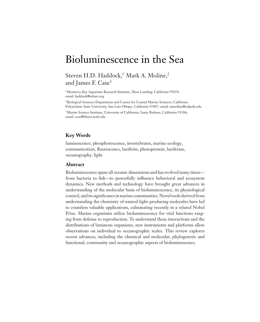 research paper of bioluminescence