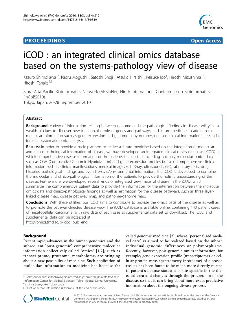 PDF ICOD An integrated clinical omics database based on the ...