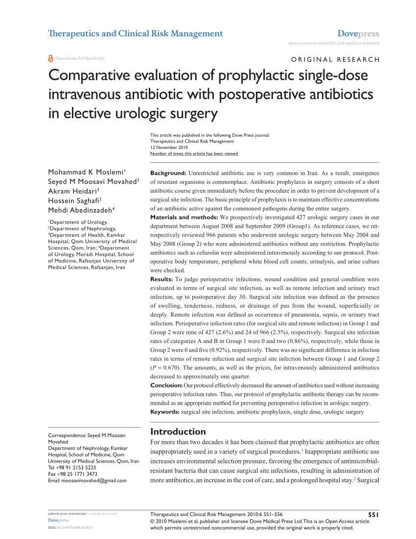 Pdf Comparative Evaluation Of Prophylactic Single Dose Intravenous Antibiotic With 4519