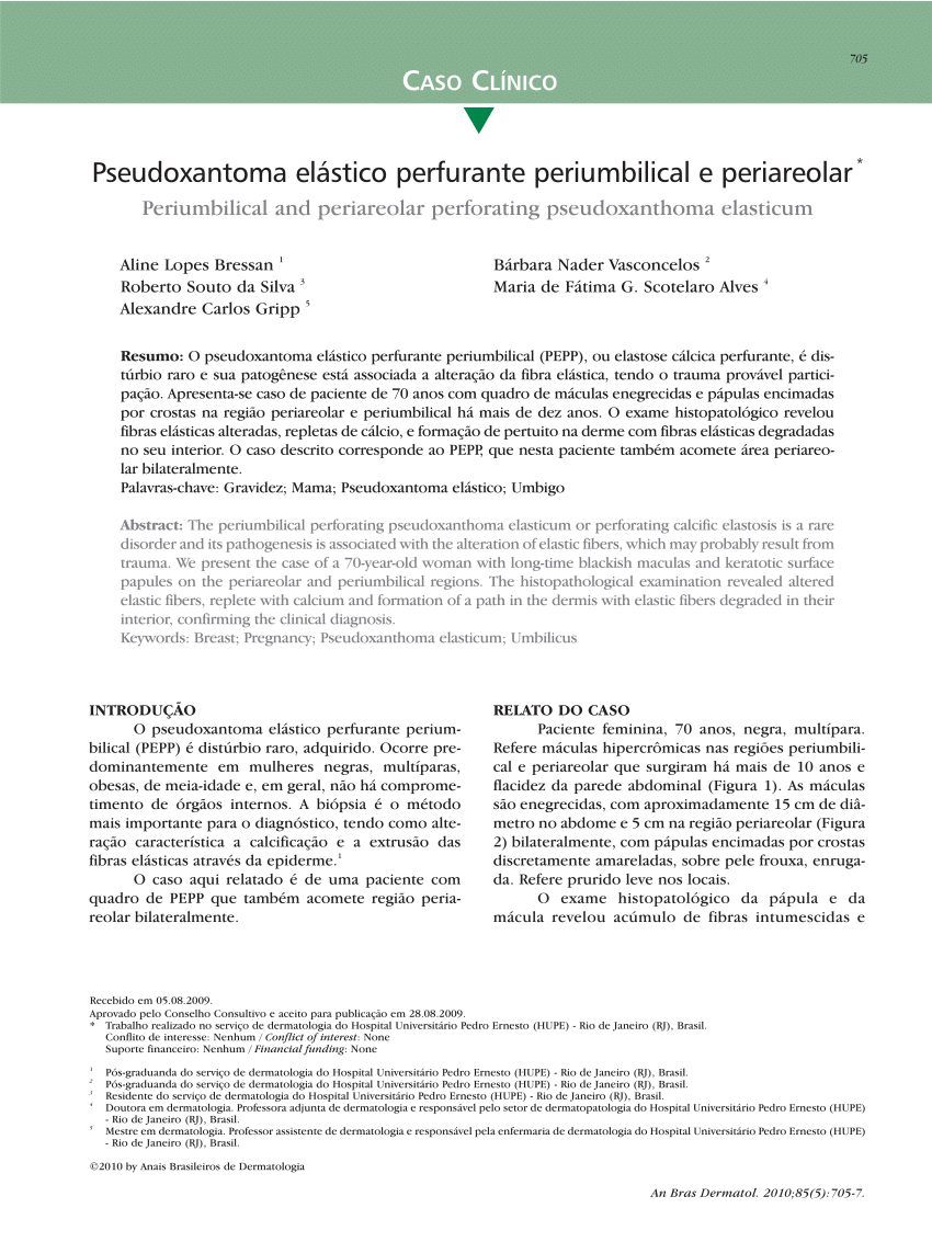 Pdf Periumbilical And Periareolar Perforating Pseudoxanthoma Elasticum 6519