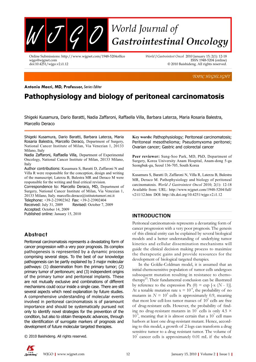 peritoneal cancer pathophysiology)