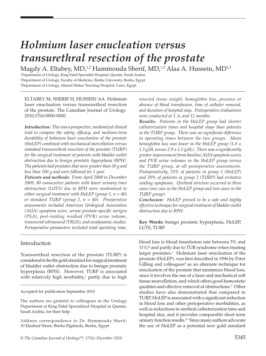 PDF Holmium Laser Enucleation Versus Transurethral Resection Of The Prostate