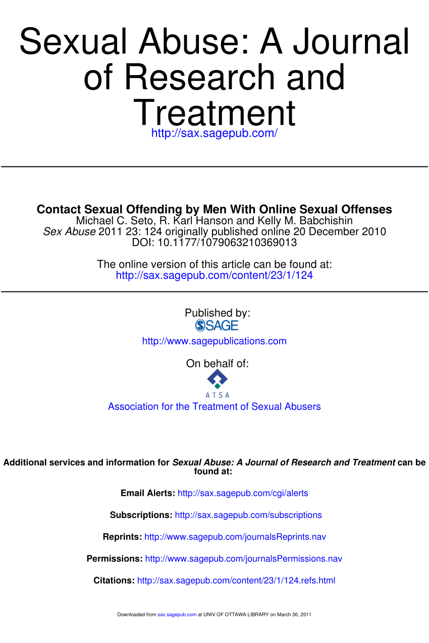 PDF) Contact Sexual Offending by Men With Online Sexual Offenses