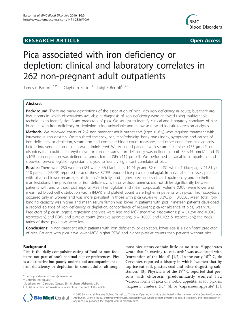 pica iron deficiency
