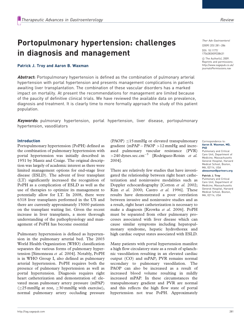 case study portopulmonary hypertension