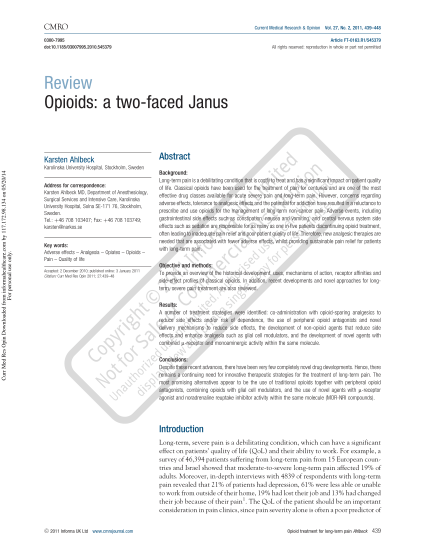 Pdf Opioids A Two Faced Janus