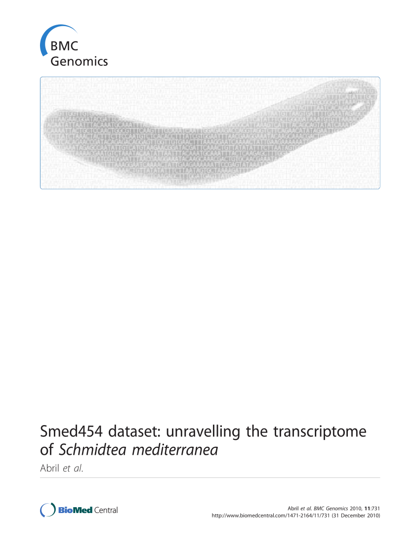 PDF) Smed454 dataset: Unravelling the transcriptome of Schmidtea ...