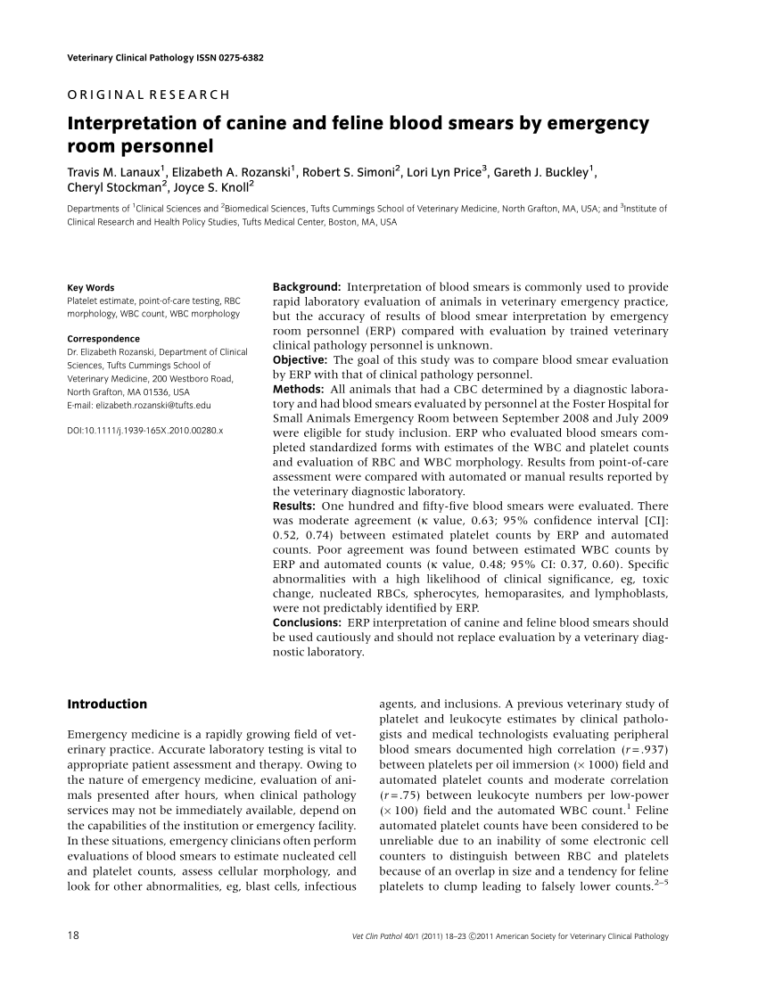 Pdf Interpretation Of Canine And Feline Blood Smears By