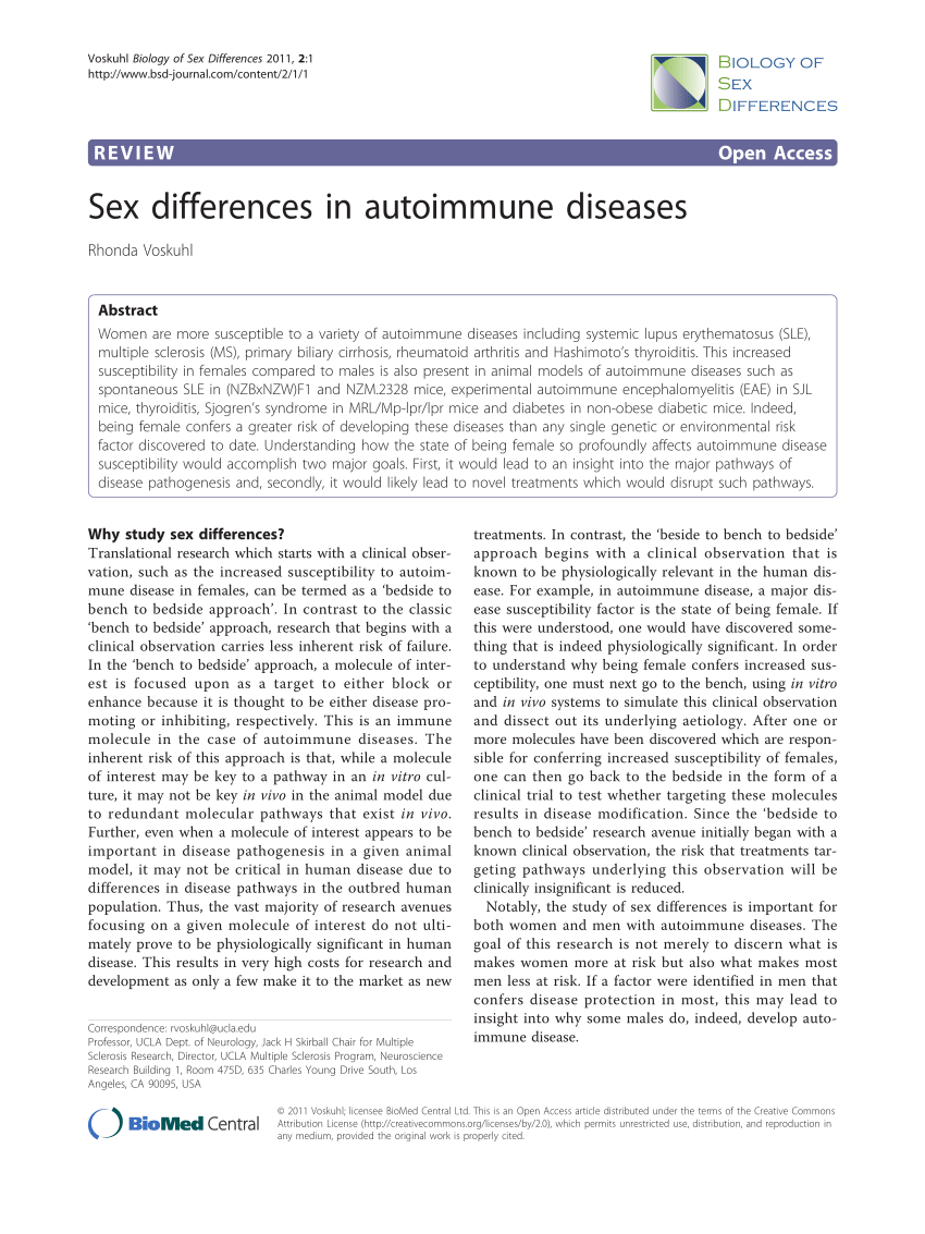 Pdf Sex Differences In Autoimmune Diseases 9539