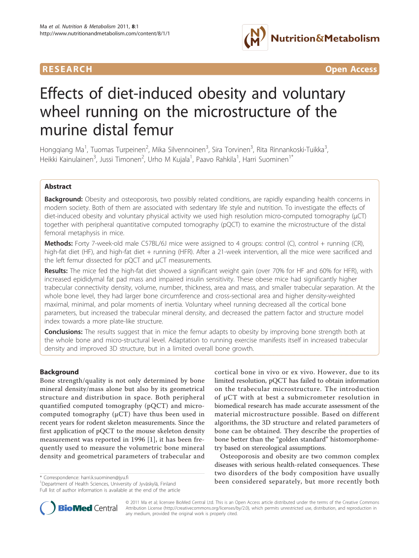 PDF) Effects of diet-induced obesity and voluntary wheel running ...